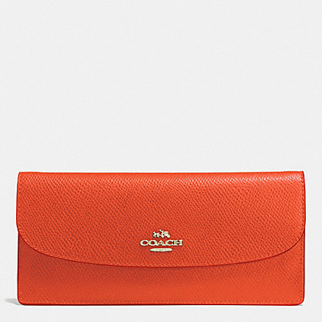 COACH f52689 SOFT WALLET IN LEATHER IMITATION GOLD/PEPPERPER