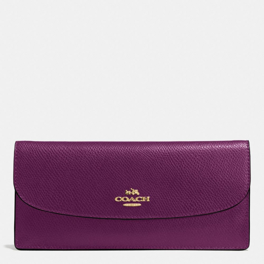 COACH SOFT WALLET IN LEATHER - IMITATION GOLD/PLUM - f52689