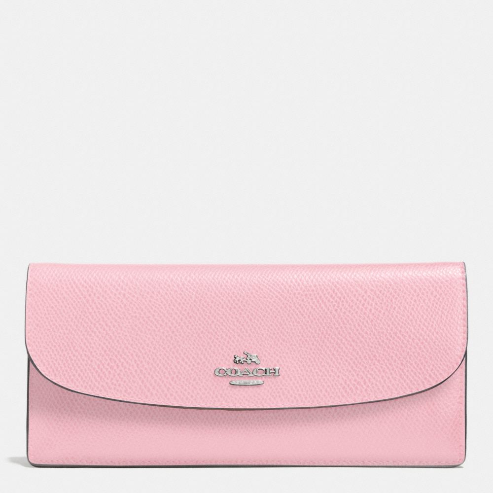 COACH F52689 Soft Wallet In Leather SILVER/PETAL