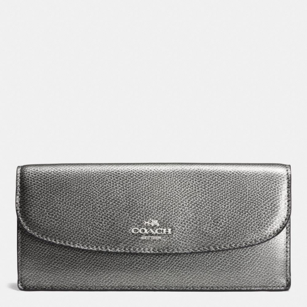 COACH F52689 Soft Wallet In Leather SILVER/GUNMETAL
