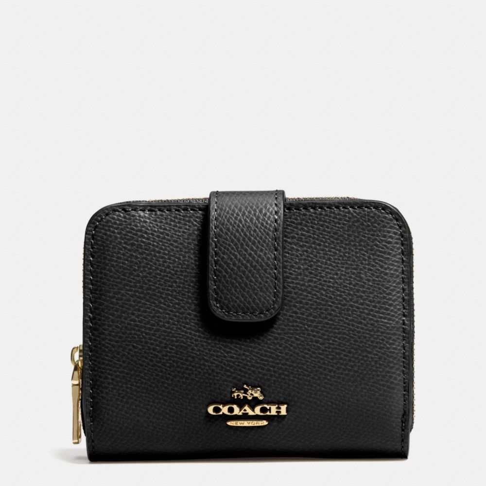 COACH F52692 Medium Zip Around Wallet In Leather  LIGHT GOLD/BLACK