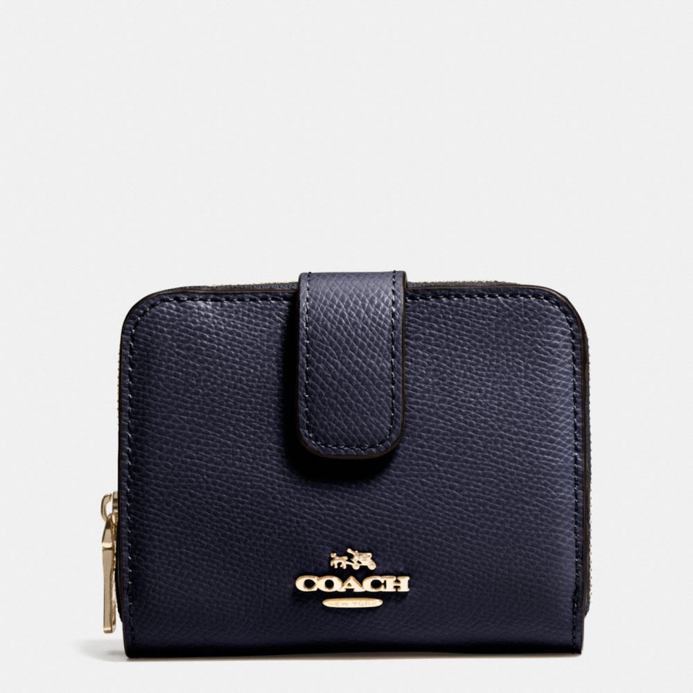 MEDIUM ZIP AROUND WALLET IN LEATHER - f52692 -  LIGHT GOLD/MIDNIGHT