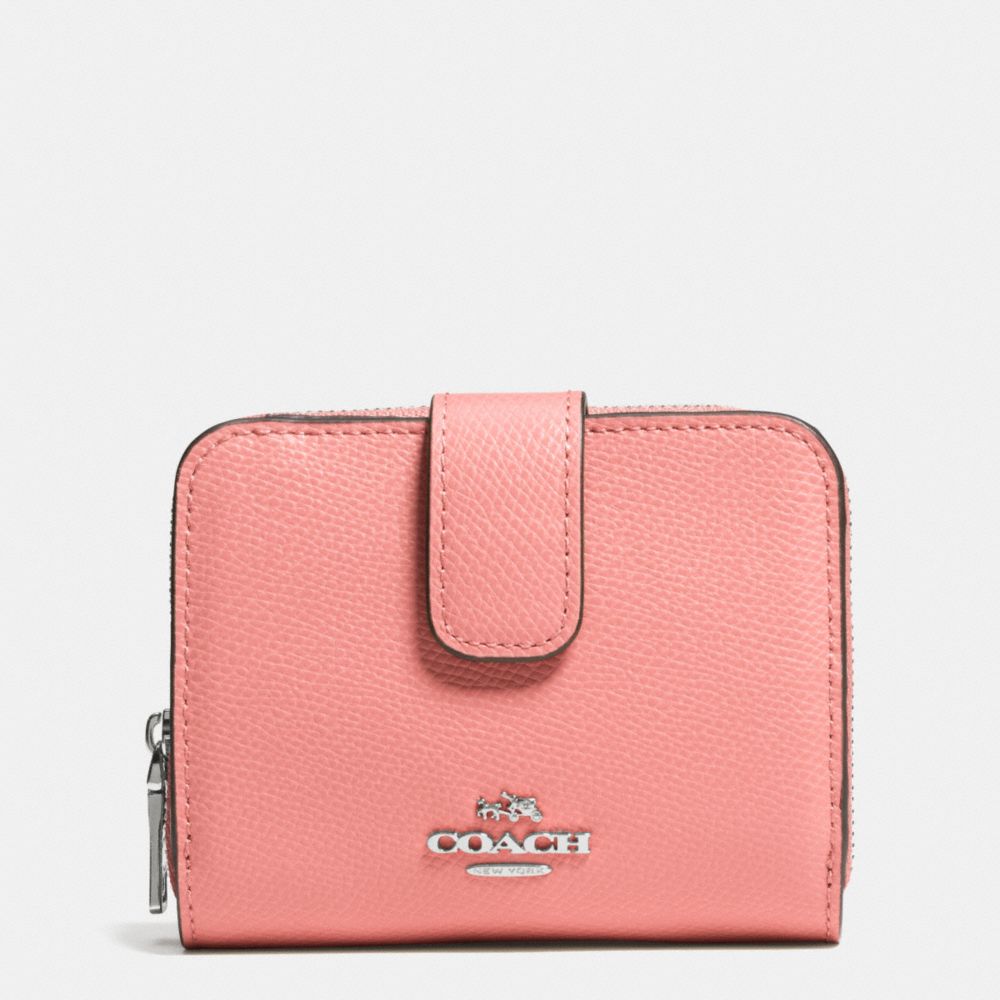 COACH F52692 Medium Zip Around Wallet In Leather  SILVER/PINK