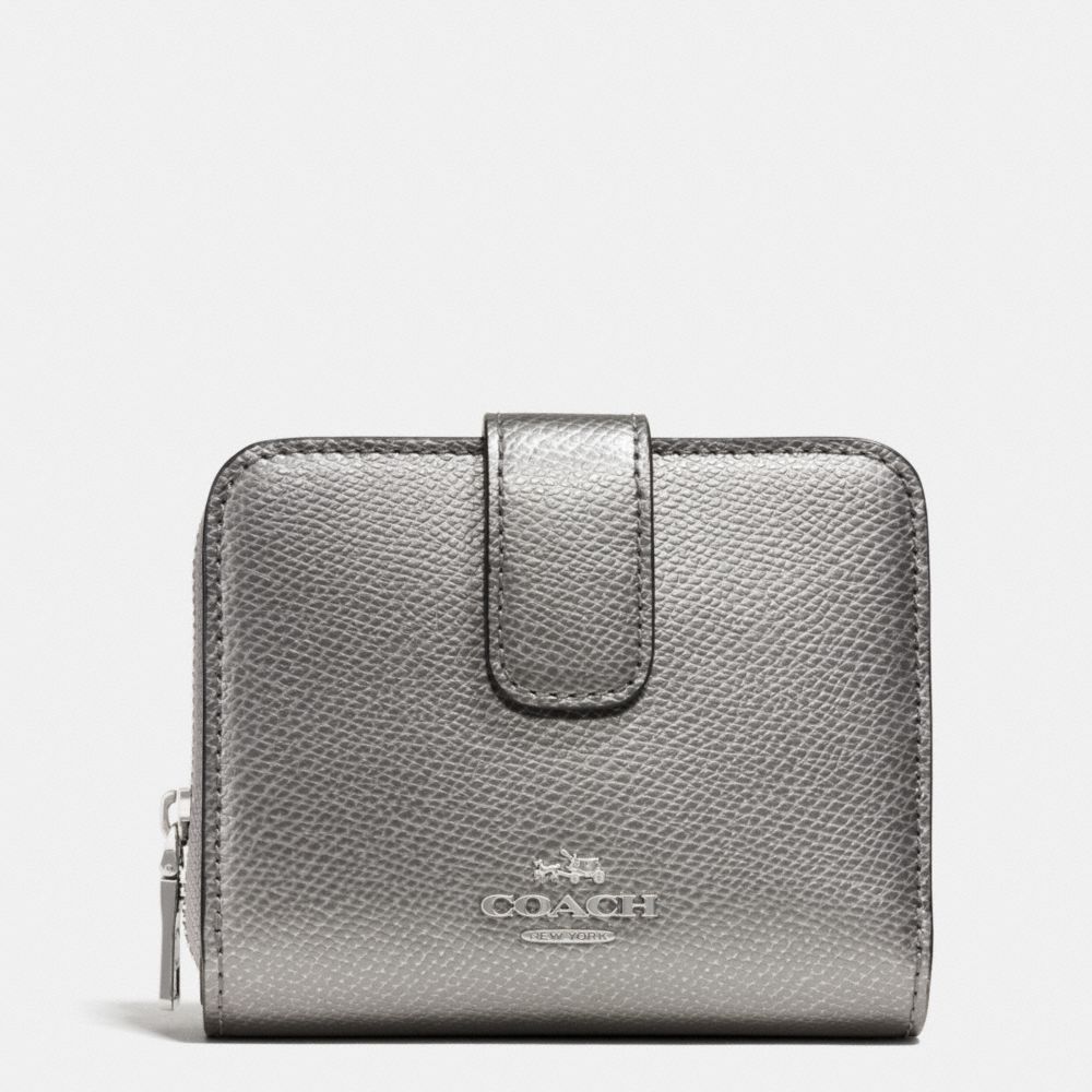 COACH F52692 Medium Zip Around Wallet In Leather  SILVER/PEWTER