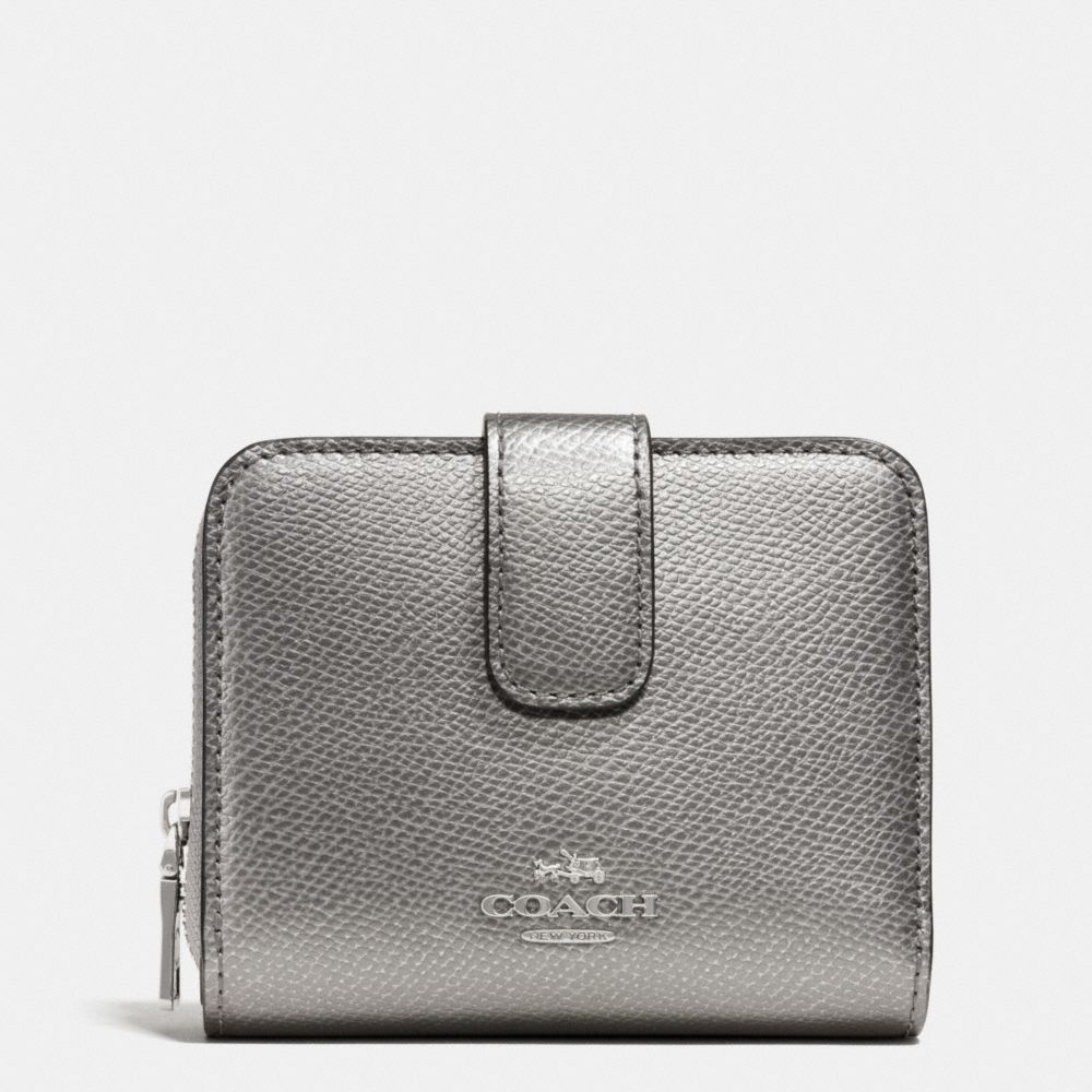 COACH MEDIUM ZIP AROUND WALLET IN LEATHER -  SILVER/PEWTER - f52692