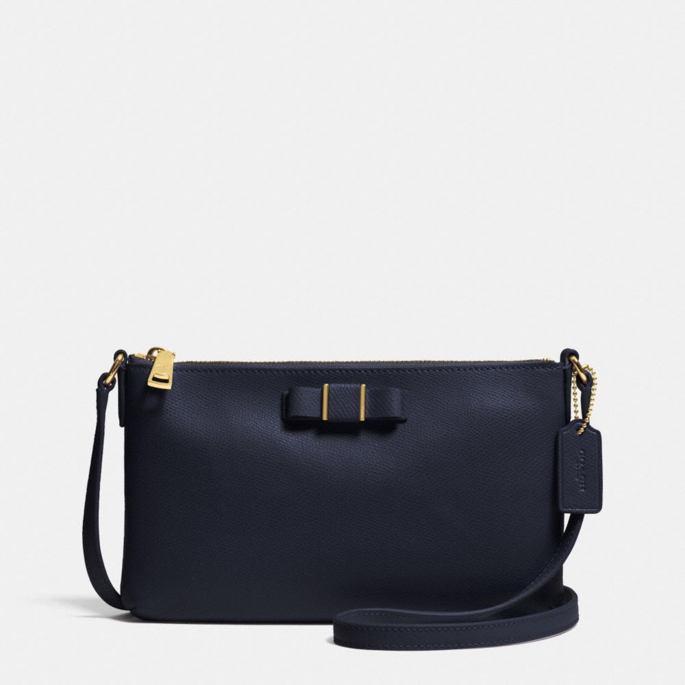 EAST/WEST CROSSBODY WITH BOW IN LEATHER - LIGHT GOLD/MIDNIGHT - COACH F52698