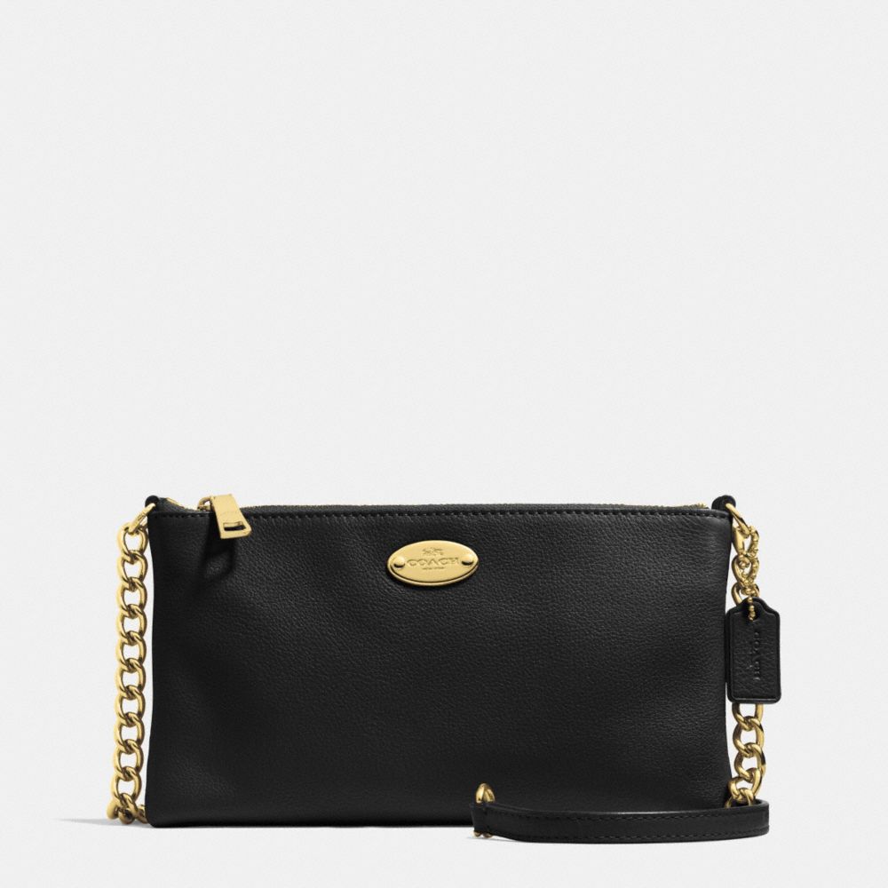 QUINN CROSSBODY IN PEBBLE LEATHER - f52709 - LIGHT GOLD/BLACK