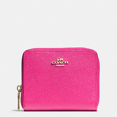 COACH F52766 MEDIUM CONTINENTAL WALLET IN CROSSGRAIN LEATHER -LIGHT-GOLD/PINK-RUBY