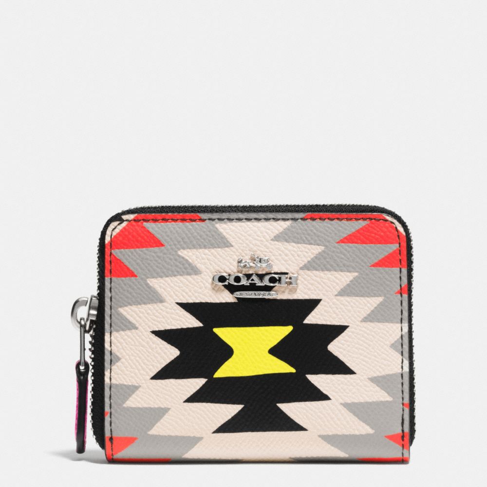 ZIP AROUND COIN CASE IN PRINTED CROSSGRAIN LEATHER - SVE2M - COACH F52787