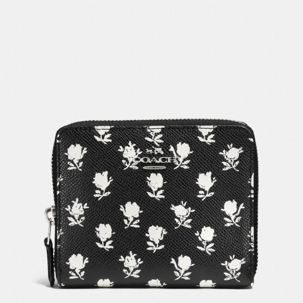 COACH F52788 Medium Continental Wallet In Printed Crossgrain Leather SILVER/BK PCHMNT BDLND FLR