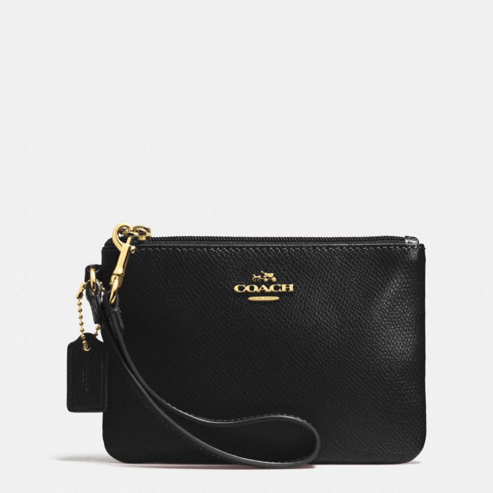 COACH f52850 CROSSGRAIN LEATHER SMALL WRISTLET LIGHT GOLD/BLACK