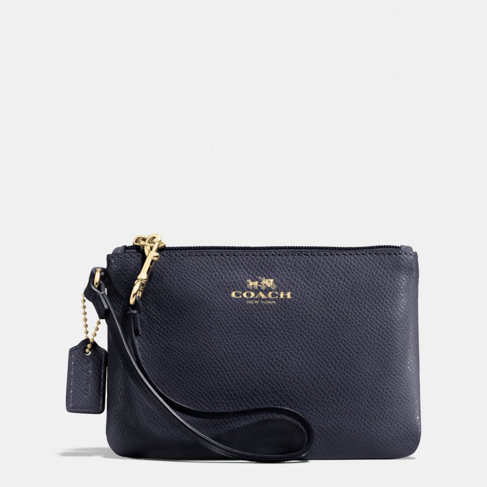 COACH F52850 Small Wristlet In Crossgrain Leather  LIGHT GOLD/MIDNIGHT