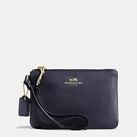 COACH F52850 SMALL WRISTLET IN CROSSGRAIN LEATHER -LIGHT-GOLD/MIDNIGHT