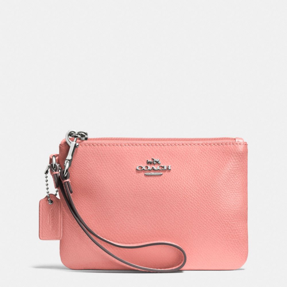 SMALL WRISTLET IN CROSSGRAIN LEATHER - SILVER/PINK - COACH F52850