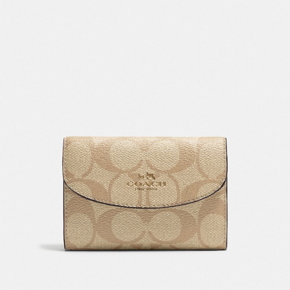 KEY CASE IN SIGNATURE CANVAS - LIGHT KHAKI/BLUSH/SILVER - COACH F52852