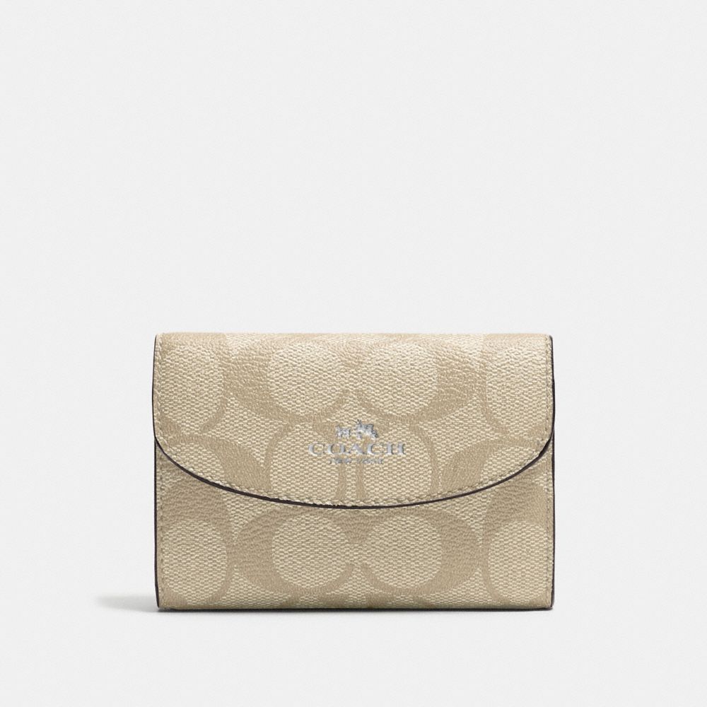 COACH F52852 - KEY CASE IN SIGNATURE CANVAS SILVER/LIGHT KHAKI/AQUAMARINE