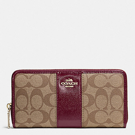 COACH F52859 ACCORDION ZIP WALLET IN SIGNATURE CANVAS WITH LEATHER IMITATION-GOLD/KHAKI/SHERRY