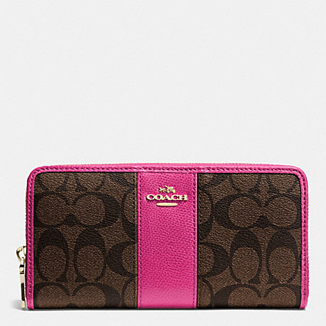 COACH ACCORDION ZIP WALLET IN SIGNATURE COATED CANVAS WITH LEATHER - IME9T - f52859