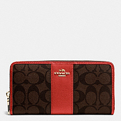 COACH F52859 Accordion Zip Wallet In Signature Canvas With Leather IMITATION GOLD/BROWN/CARMINE