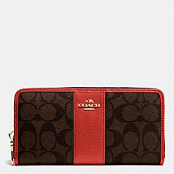 COACH F52859 - ACCORDION ZIP WALLET IN SIGNATURE CANVAS WITH LEATHER IMITATION GOLD/BROWN/CARMINE