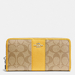 COACH F52859 - ACCORDION ZIP WALLET IN SIGNATURE CANVAS WITH LEATHER SILVER/LIGHT KHAKI/CANARY