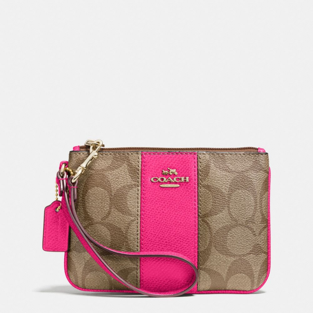 SMALL WRISTLET IN SIGNATURE CANVAS - LIGHT GOLD/KHAKI/PINK RUBY - COACH F52860