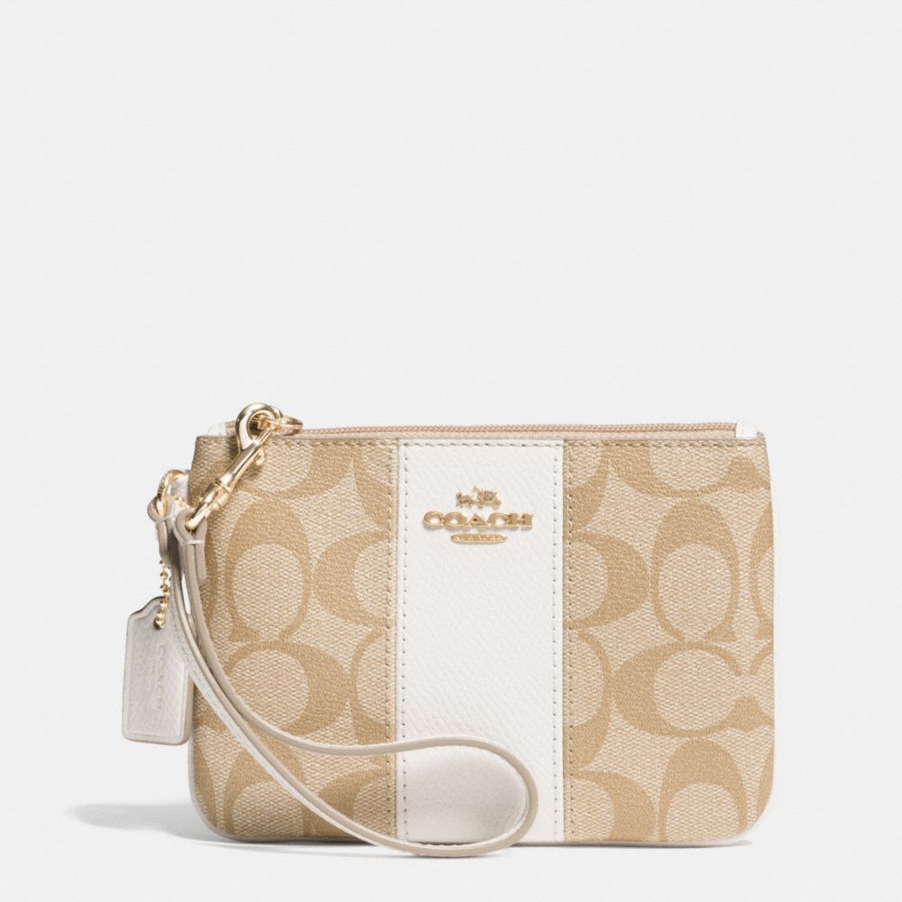 COACH F52860 SMALL WRISTLET IN SIGNATURE CANVAS LIGHT-GOLD/LIGHT-KHAKI/CHALK