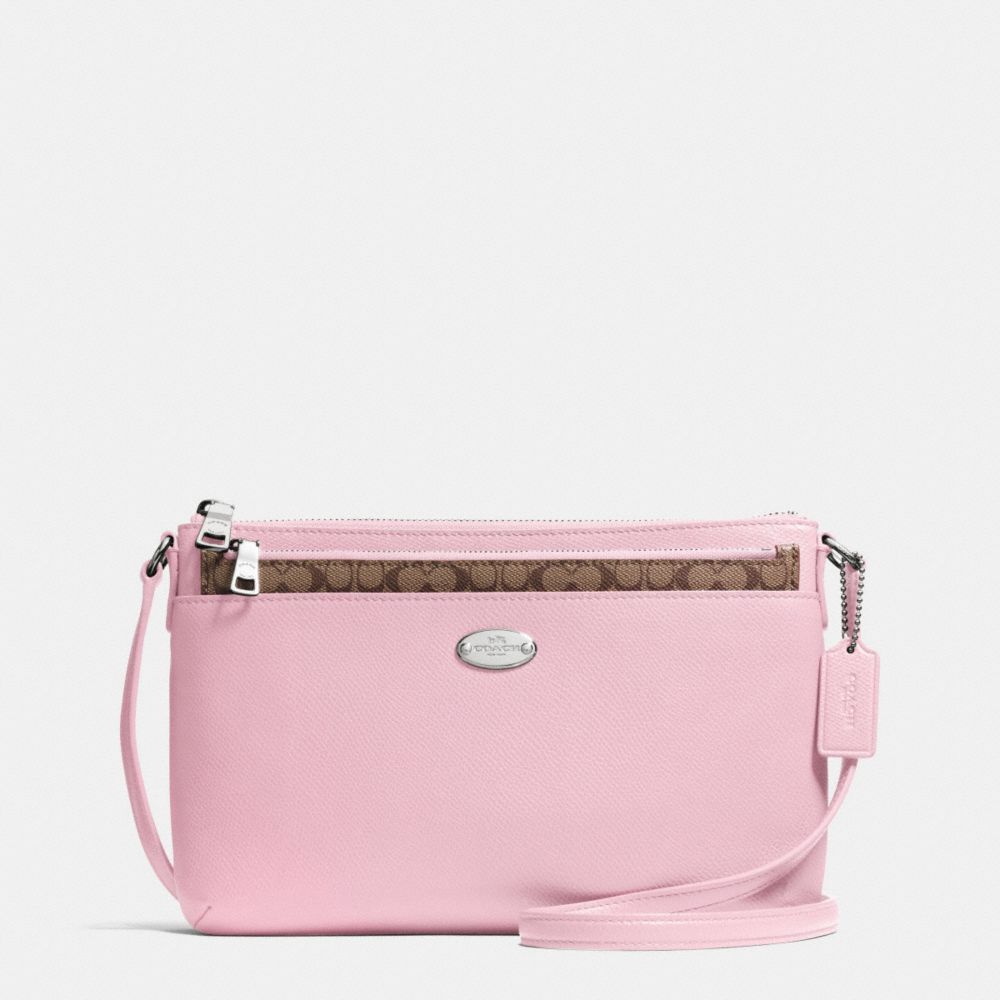 COACH EAST/WEST POP CROSSBODY IN CROSSGRAIN LEATHER - SILVER/PETAL - f52881