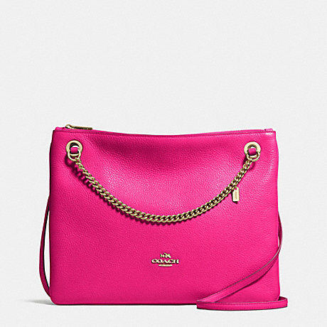 COACH F52901 CONVERTIBLE CROSSBODY IN PEBBLE LEATHER -LIGHT-GOLD/PINK-RUBY