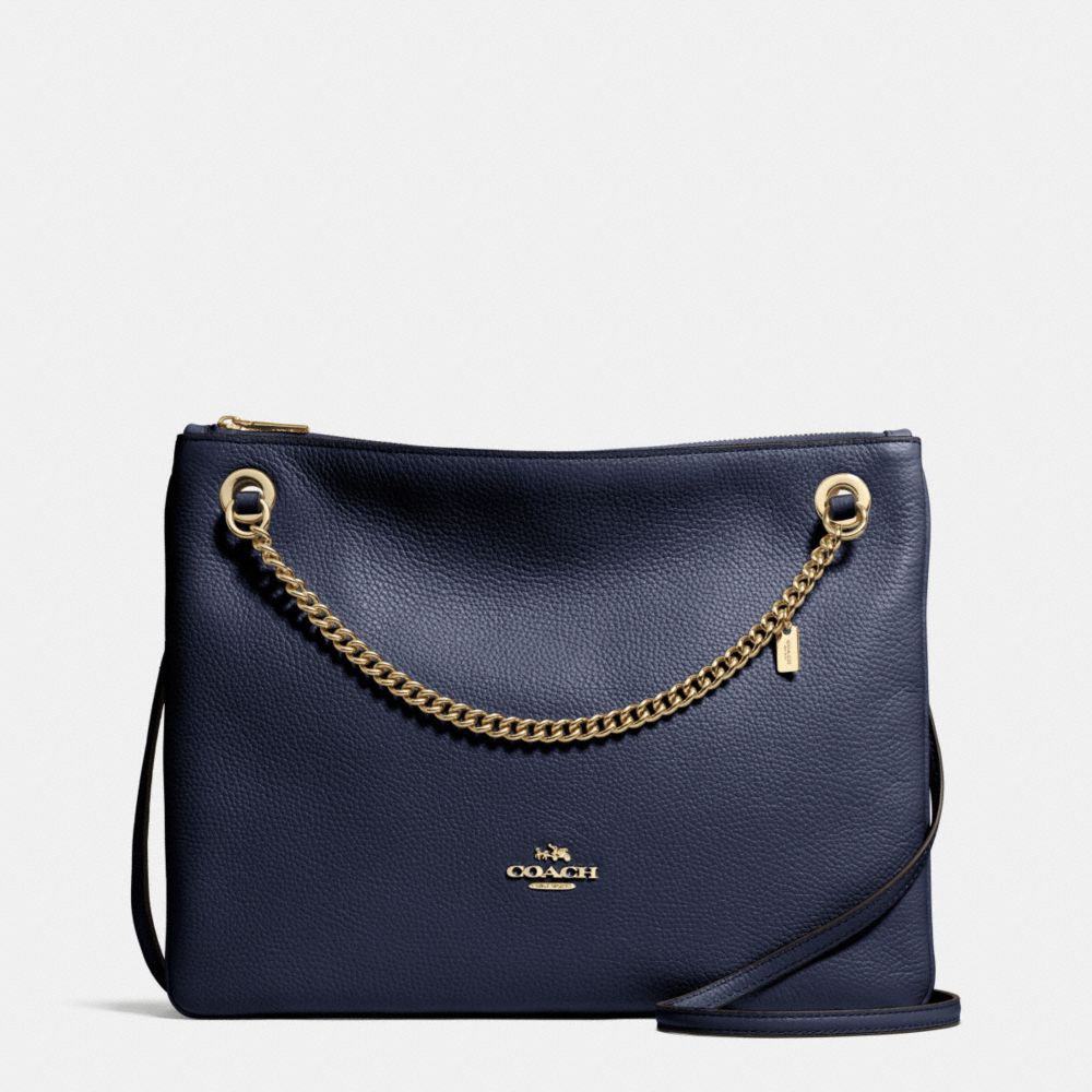 CONVERTIBLE CROSSBODY IN PEBBLE LEATHER - f52901 -  LIGHT GOLD/NAVY