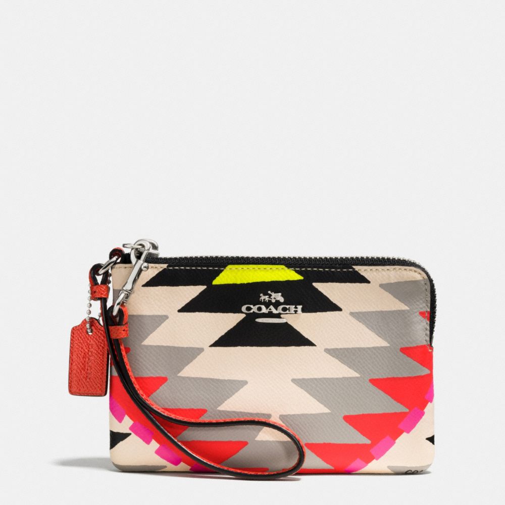 CORNER ZIP WRISTLET IN PRINTED CROSSGRAIN LEATHER - SVE2M - COACH F52926