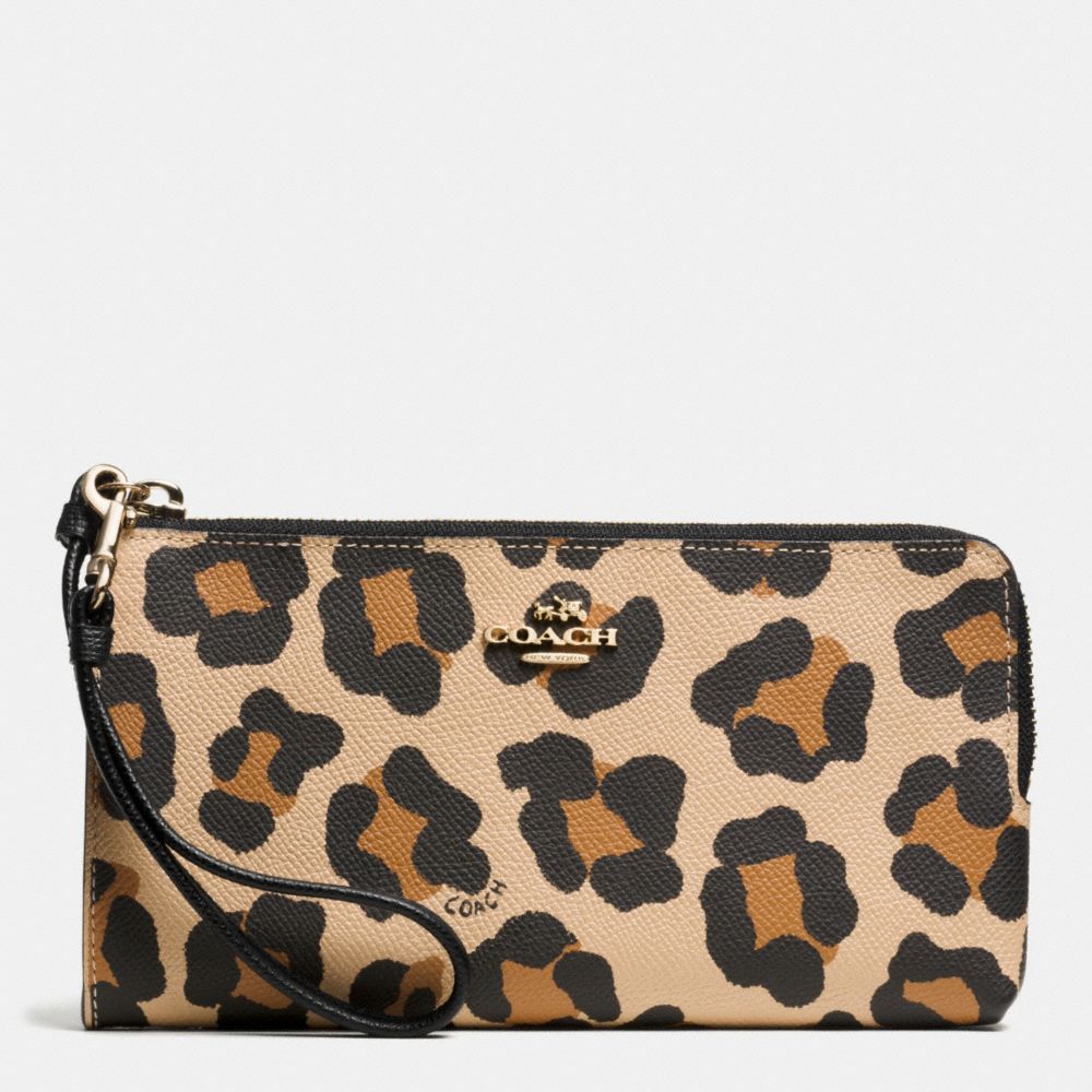 COACH F52938 ZIPPY WALLET IN OCELOT PRINT CROSSGRAIN LEATHER -LIGHT-GOLD/TAN