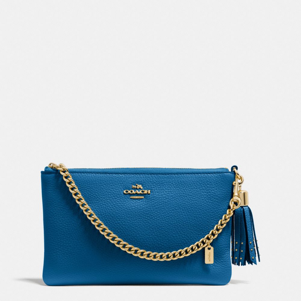 COACH PRAIRIE ZIP WRISTLET IN PEBBLE LEATHER - LIGHTGOLD/DENIM - f52943