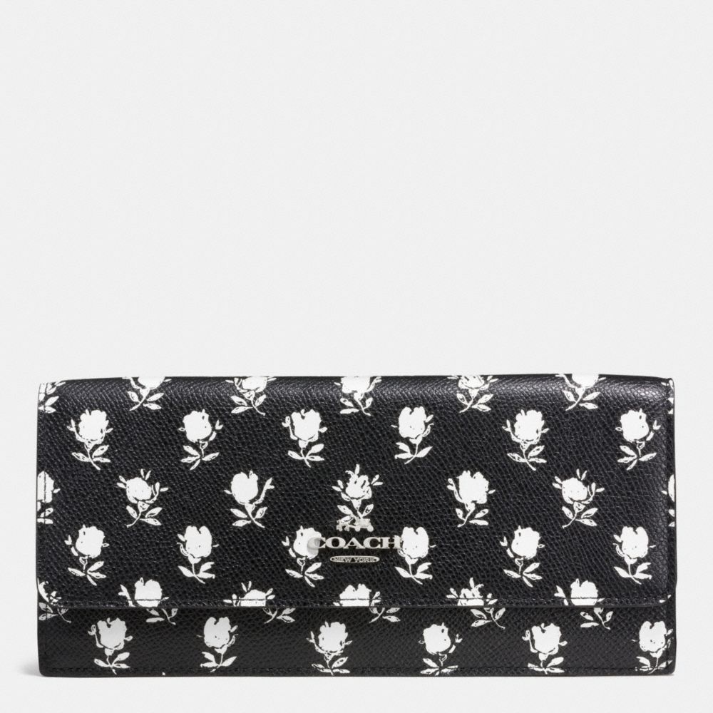 COACH f52967 SOFT WALLET IN PRINTED LEATHER  SILVER/BK PCHMNT BDLND FLR