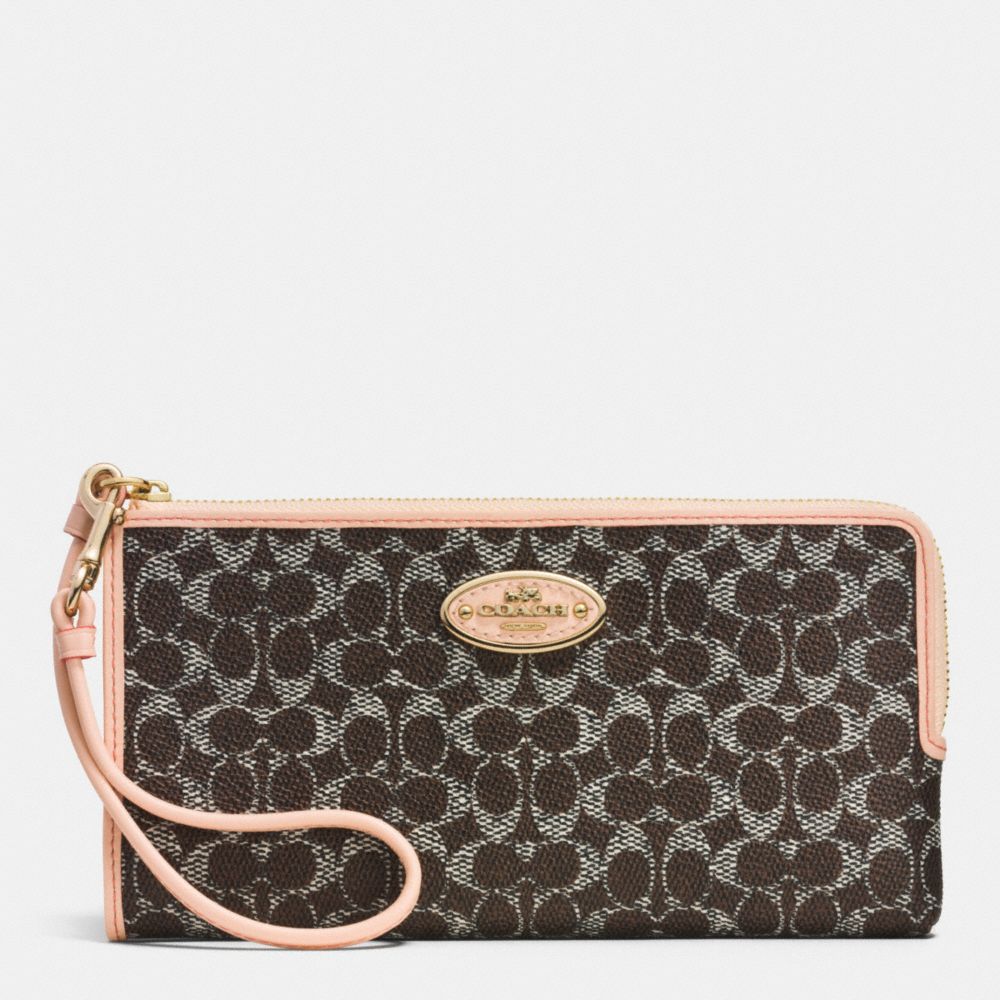 COACH F52997 Zippy Wallet In Embossed Signature LIGHT GOLD/SADDLE/APRICOT