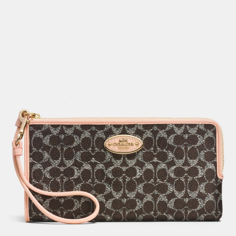 COACH ZIPPY WALLET IN EMBOSSED SIGNATURE - LIGHT GOLD/SADDLE/APRICOT - F52997