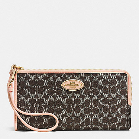 COACH f52997 ZIPPY WALLET IN EMBOSSED SIGNATURE LIGHT GOLD/SADDLE/APRICOT