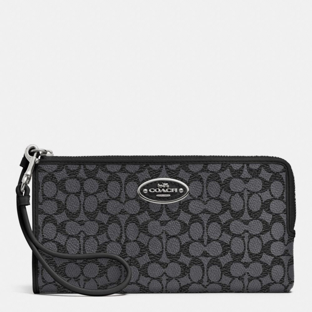 ZIPPY WALLET IN EMBOSSED SIGNATURE - SILVER/CHARCOAL - COACH F52997