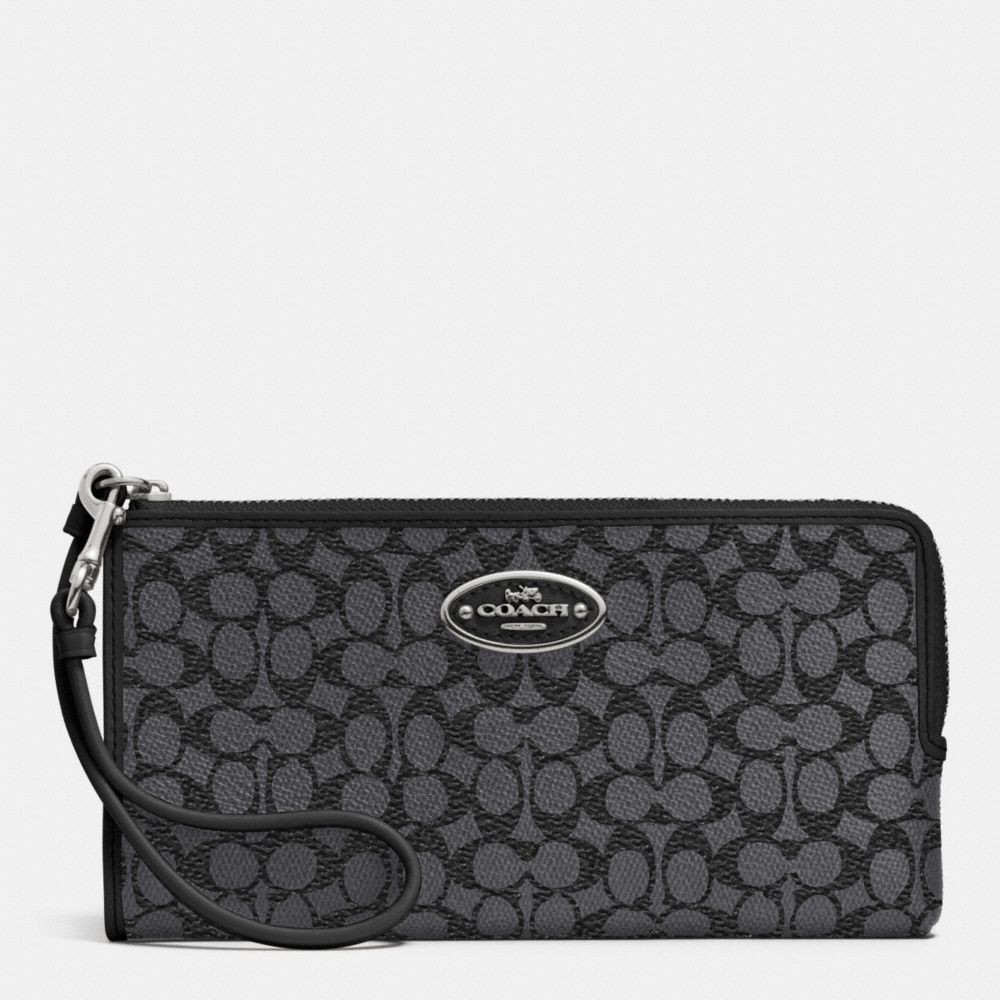 COACH F52997 Zippy Wallet In Embossed Signature SILVER/CHARCOAL