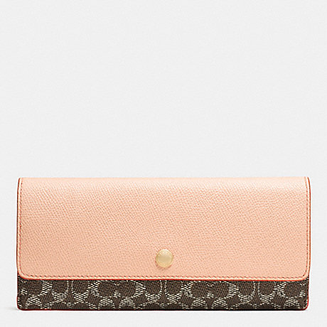 COACH f52999 SOFT WALLET IN EMBOSSED SIGNATURE LIGHT GOLD/SADDLE/APRICOT