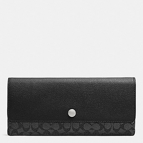 COACH SOFT WALLET IN EMBOSSED SIGNATURE - SILVER/CHARCOAL - f52999