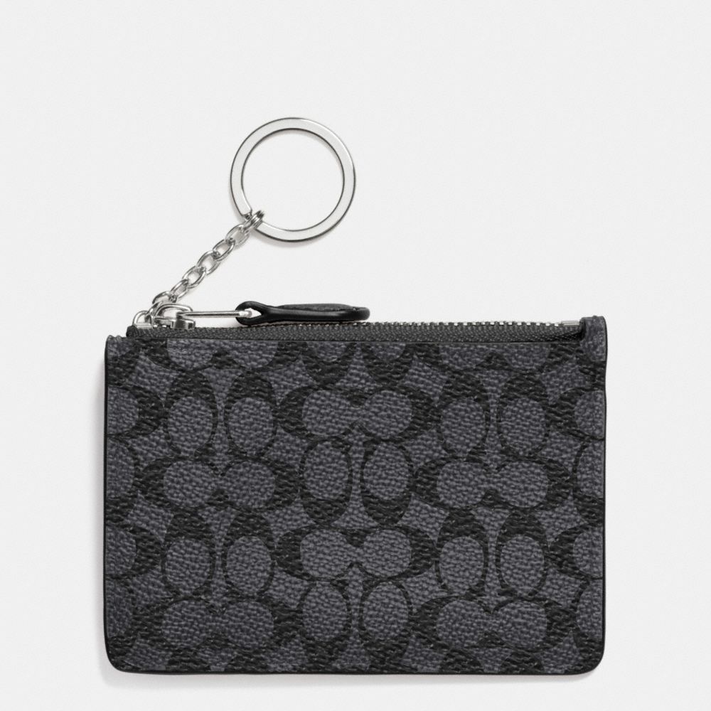 COACH F53008 Mini Skinny In Embossed Signature SILVER/CHARCOAL