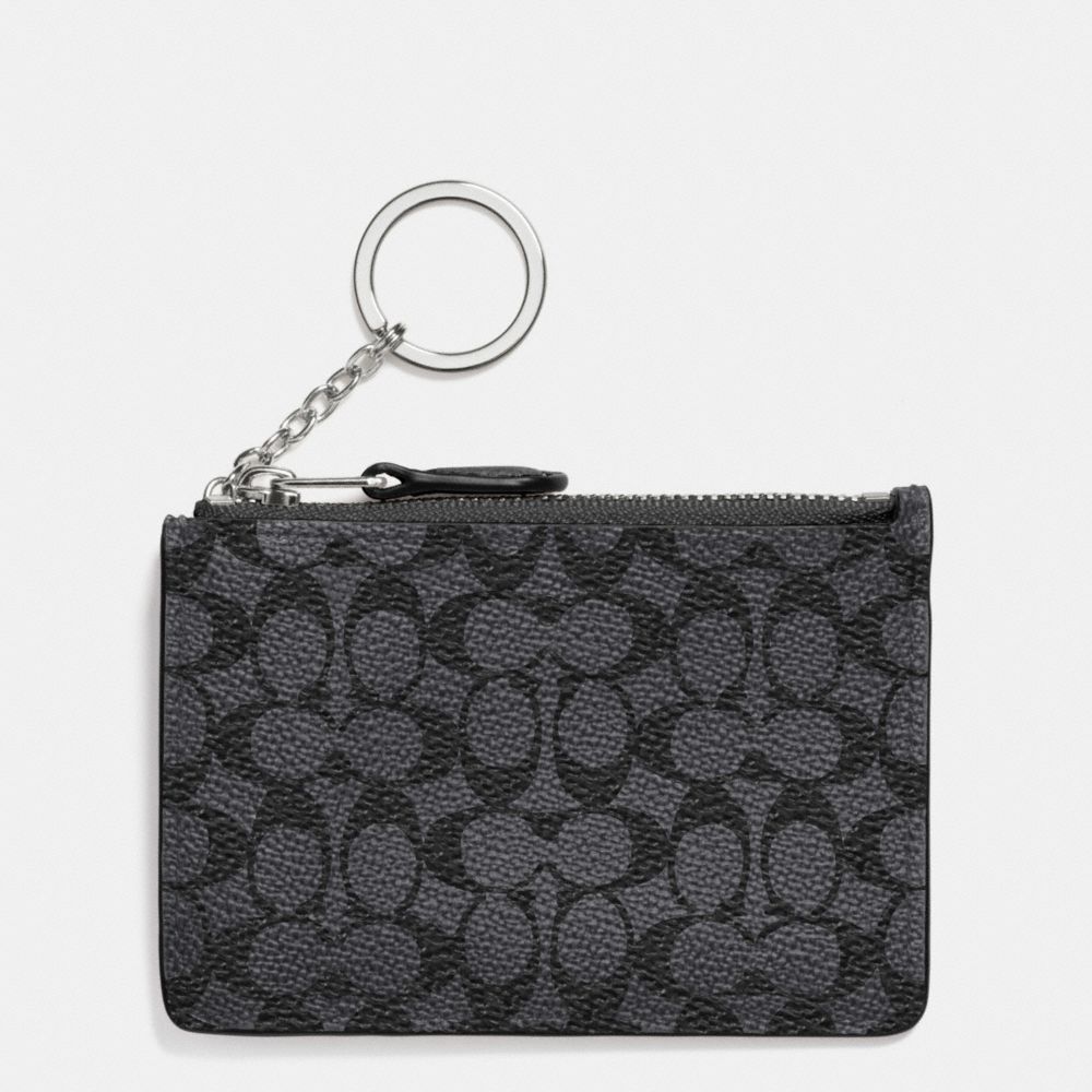 COACH F53008 MINI SKINNY IN EMBOSSED SIGNATURE SILVER/CHARCOAL