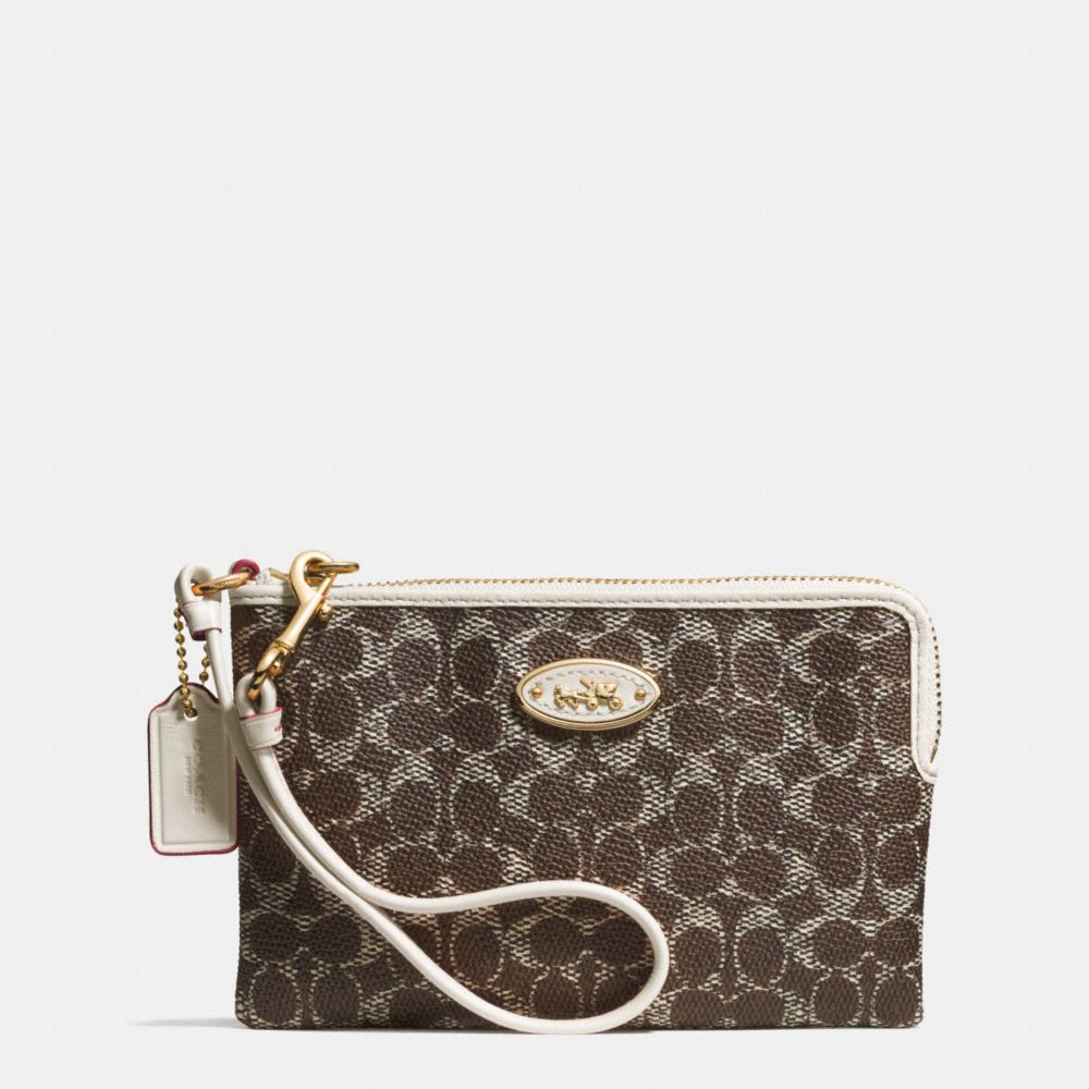 COACH f53009 CORNER ZIP WRISTLET IN EMBOSSED SIGNATURE LIDRY