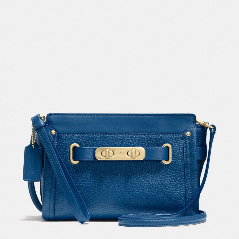 COACH F53032 COACH SWAGGER WRISTLET IN PEBBLE LEATHER LIGHT-GOLD/DENIM