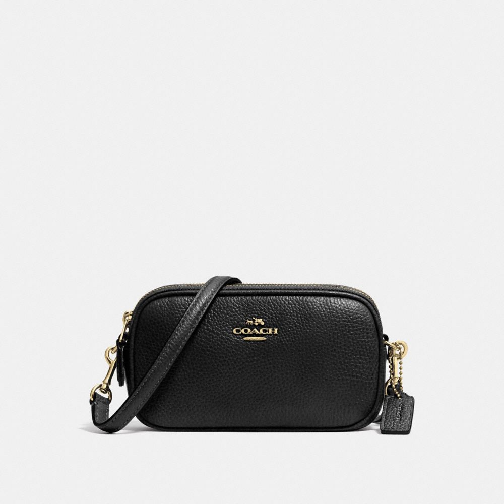 CROSSBODY POUCH IN PEBBLE LEATHER - LIGHT GOLD/BLACK - COACH F53034