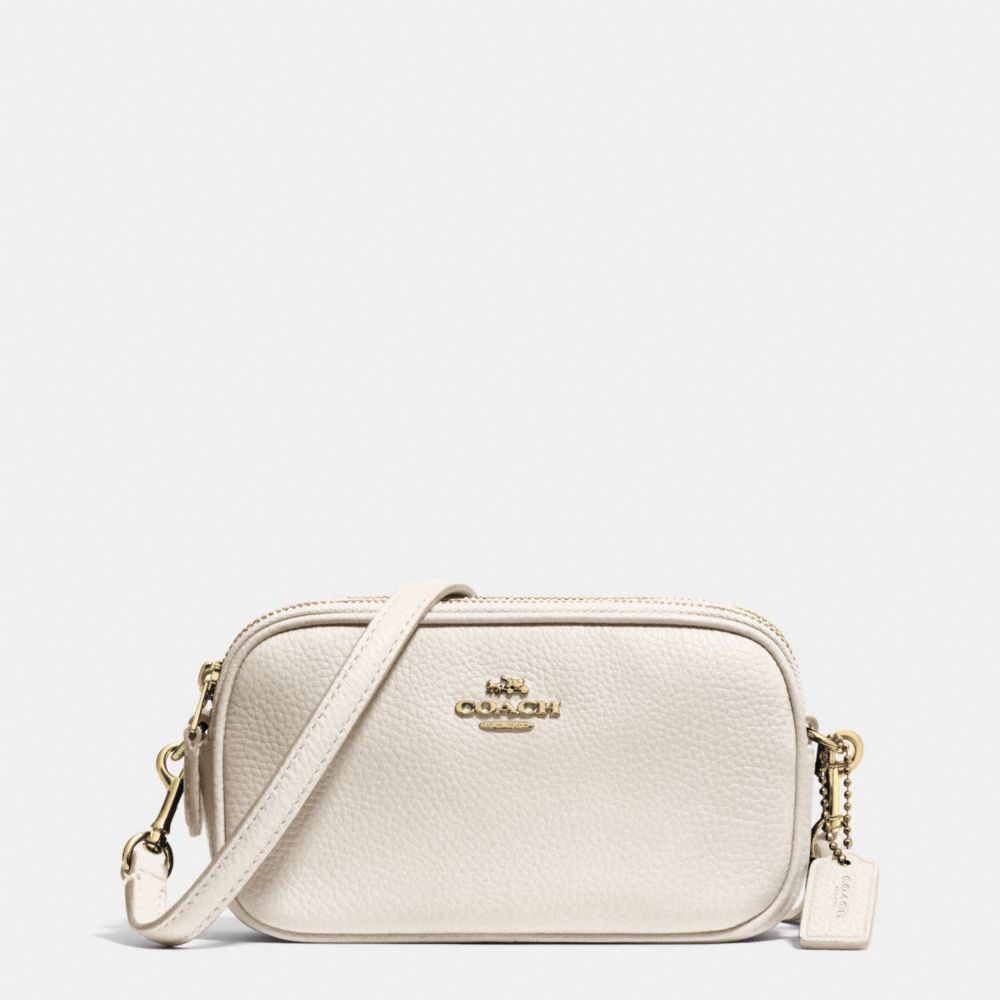 CROSSBODY POUCH IN PEBBLE LEATHER - LIGHT GOLD/CHALK - COACH F53034
