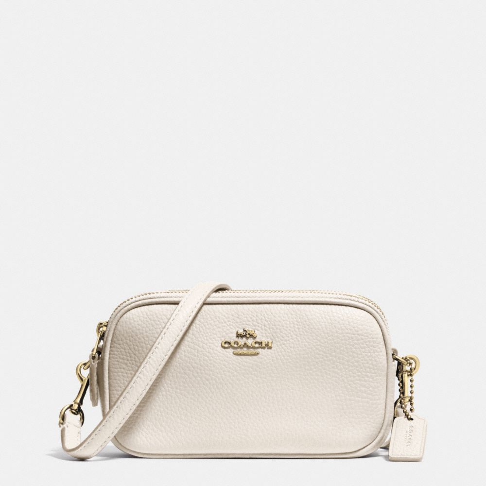 COACH CROSSBODY POUCH IN PEBBLE LEATHER - LIGHT GOLD/CHALK - F53034