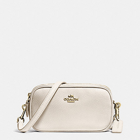 COACH F53034 CROSSBODY POUCH IN PEBBLE LEATHER LIGHT-GOLD/CHALK