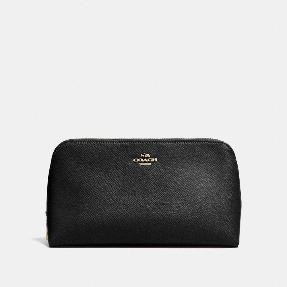 COSMETIC CASE 22 IN CROSSGRAIN LEATHER - LIGHT GOLD/BLACK - COACH F53066